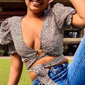 Cheetah Print Tie Top